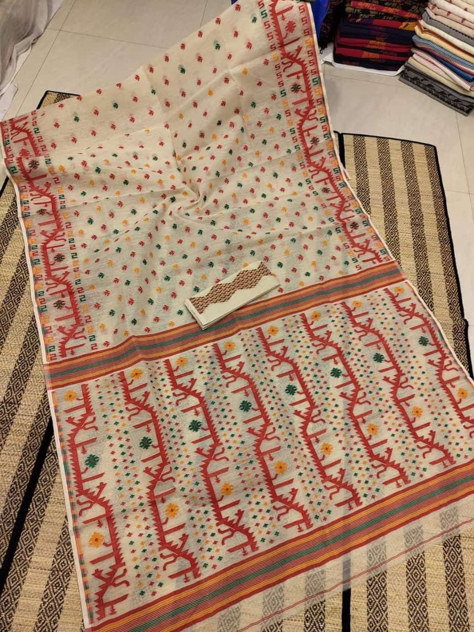 Beige Dhakai Jamdani sarees