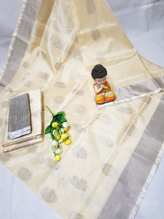 Cream pure handloom Uppada silk sarees