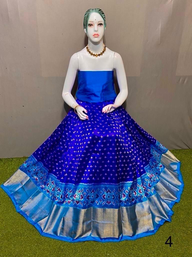 Royal blue Pure pochampally ikkat silk lehenga