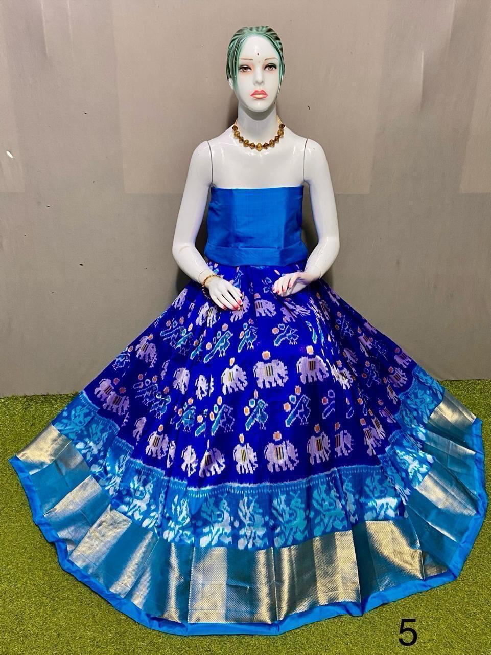 Royal blue Pure pochampally ikkat silk lehenga