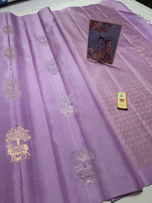 Lavender Pure kanchipuram soft silk sarees