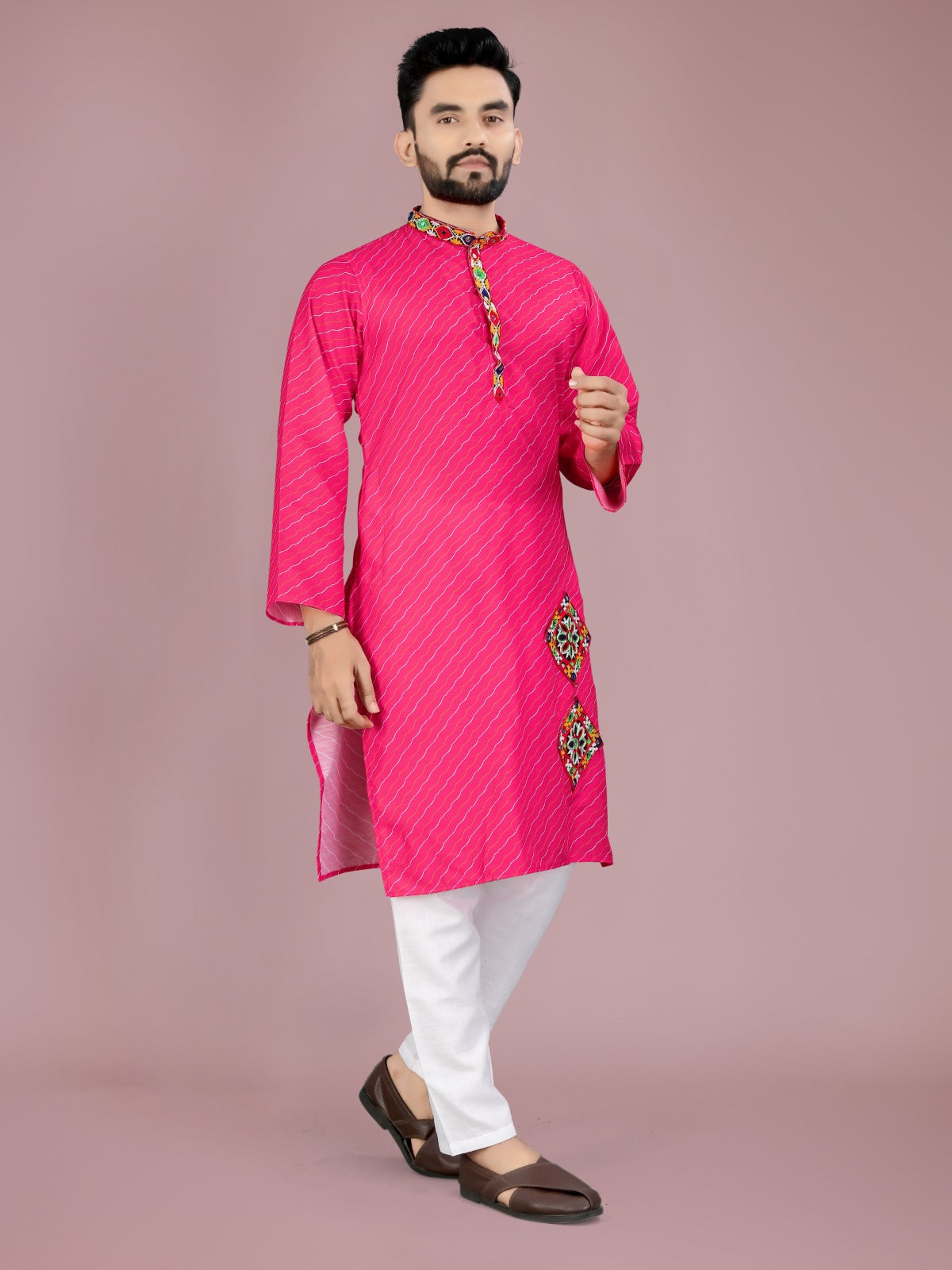 Pink traditional Navratri kurta and Pyjama Set