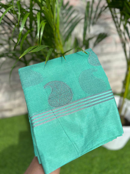 Rama green semi Banarasi Georgette sarees