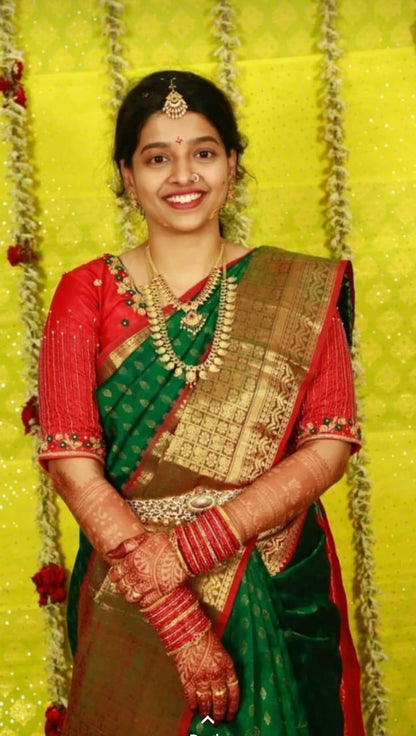 Green Kuppadam kanchi border sarees