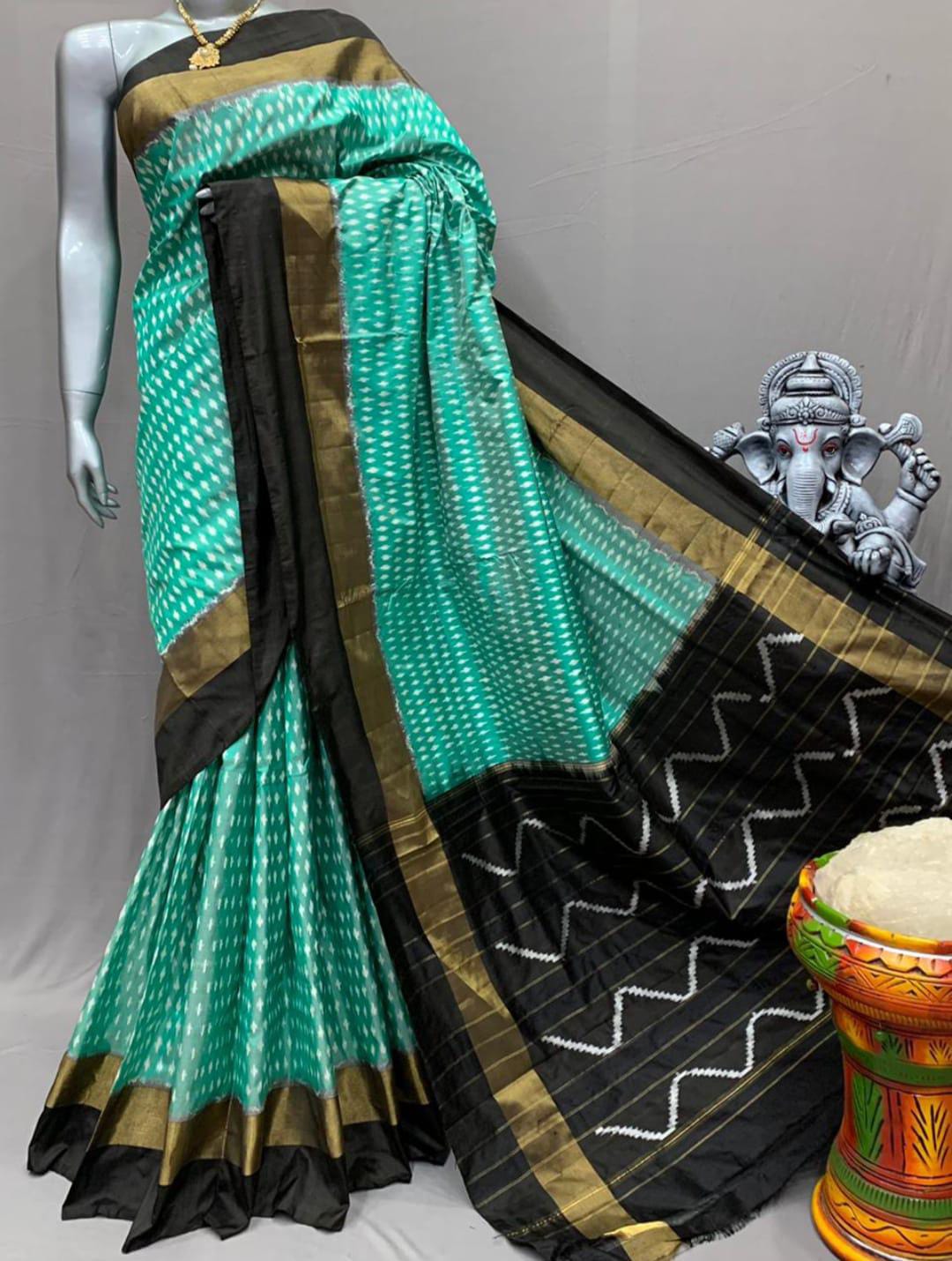 Rama green handloom pochampally ikkat silk sarees