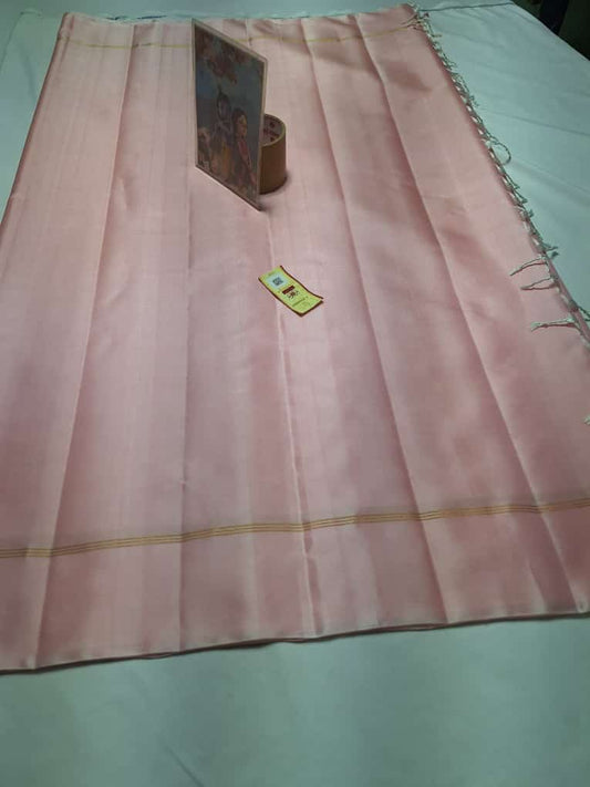 Baby pink Pure kanchipuram plain silk sarees