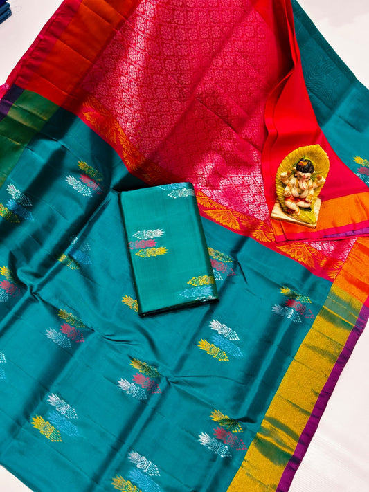 Peacock green uppada 4 ply pattu sarees