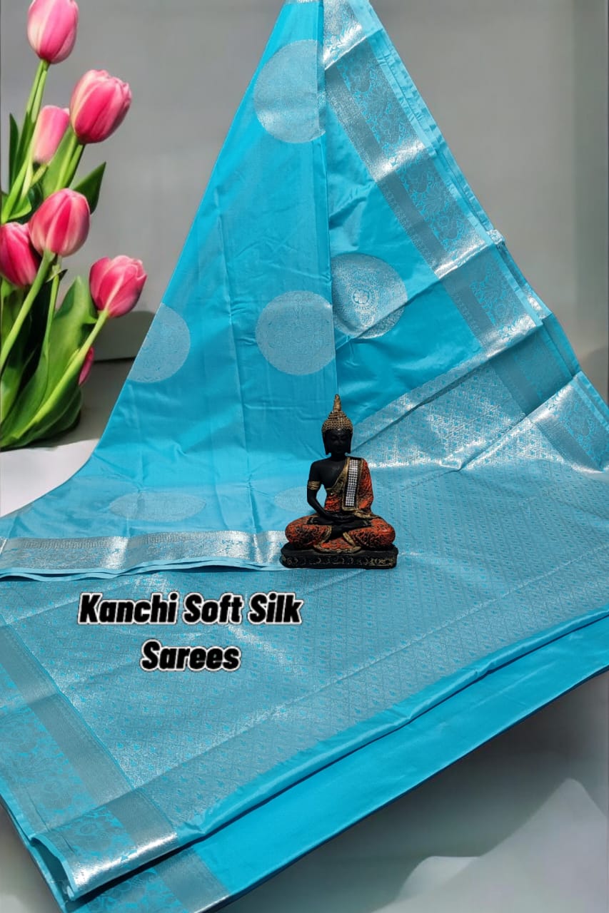 Sky blue soft silk sarees