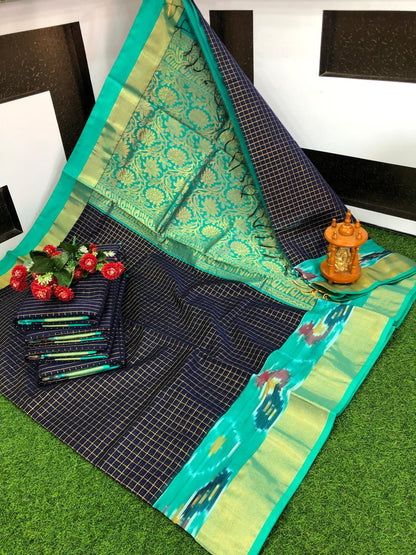 Black chanderi kuppadam pochampally border sarees