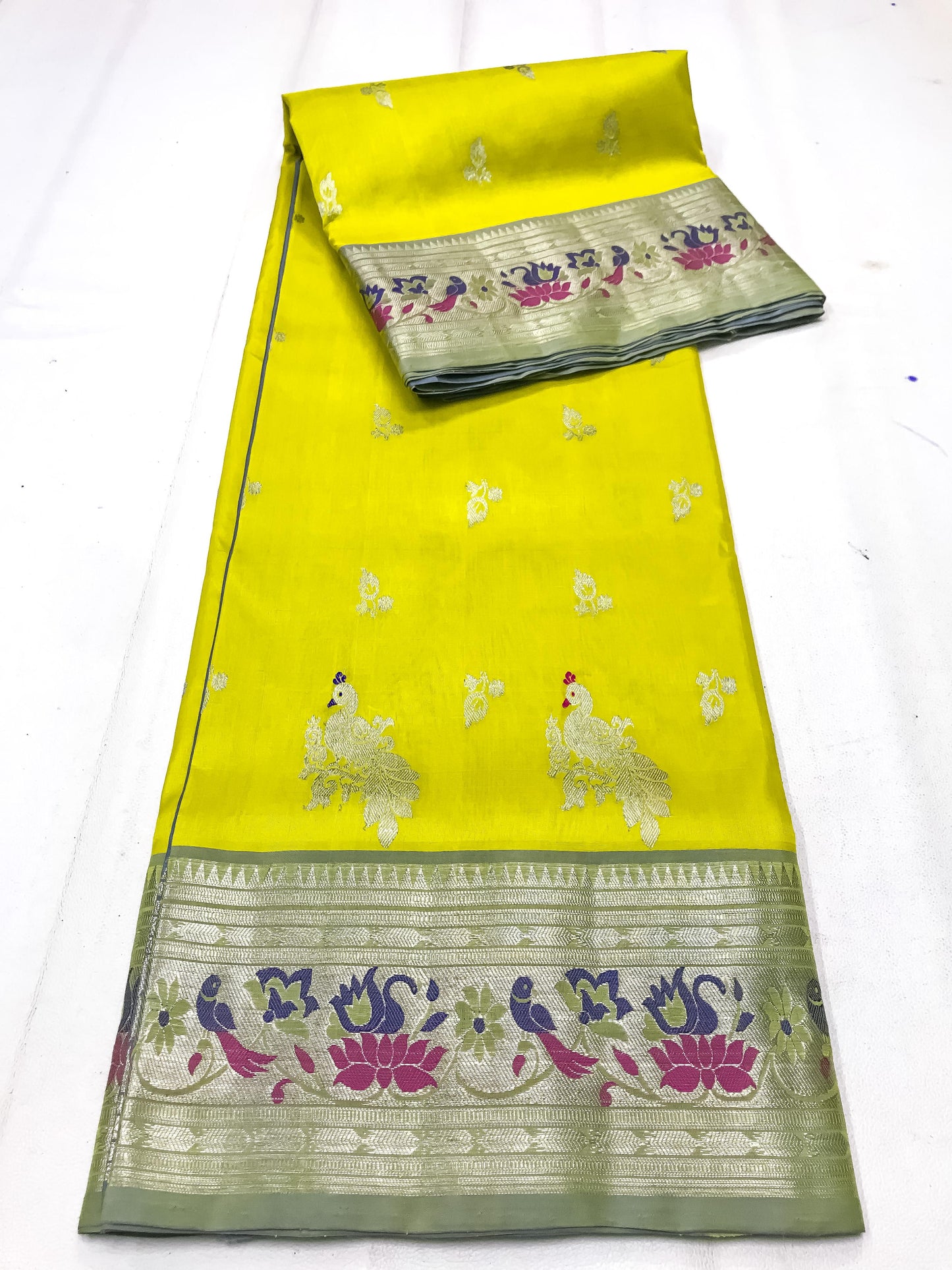 Yellow Pure Venkatagiri silk sarees