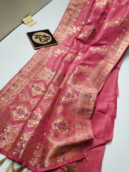 Pink handloom Banarasi semi georgette silk sarees