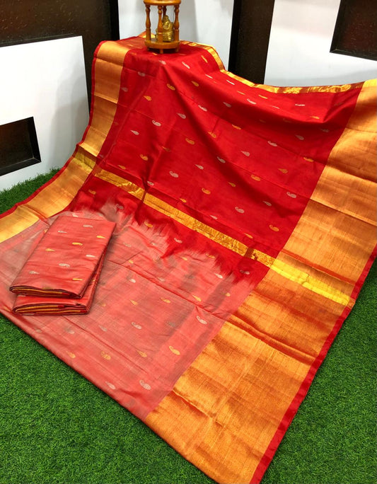 Peach Uppada small Jamdani butta Sarees