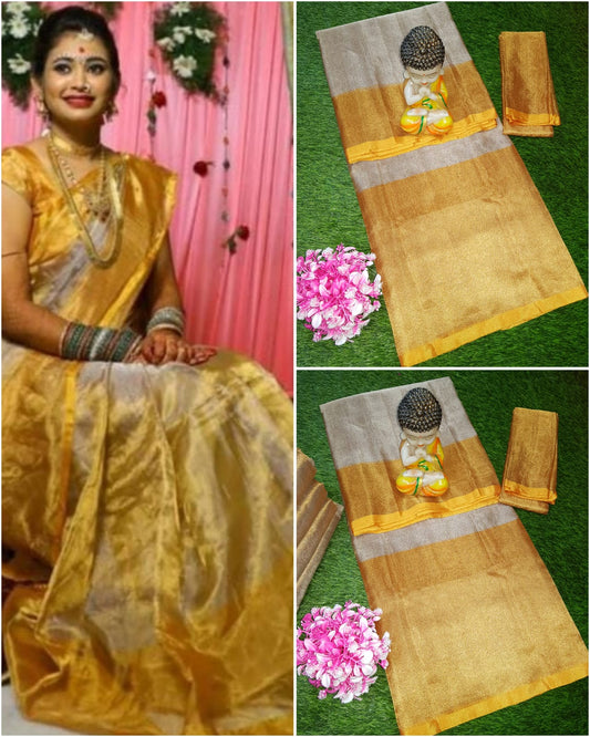 Gold Uppada tissue sarees with big border