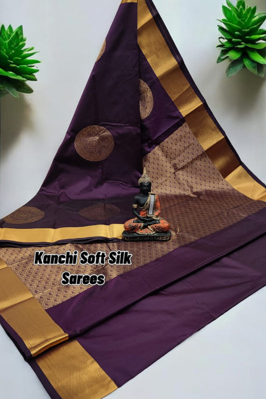 Dark purple maroon kanchi soft silk sarees