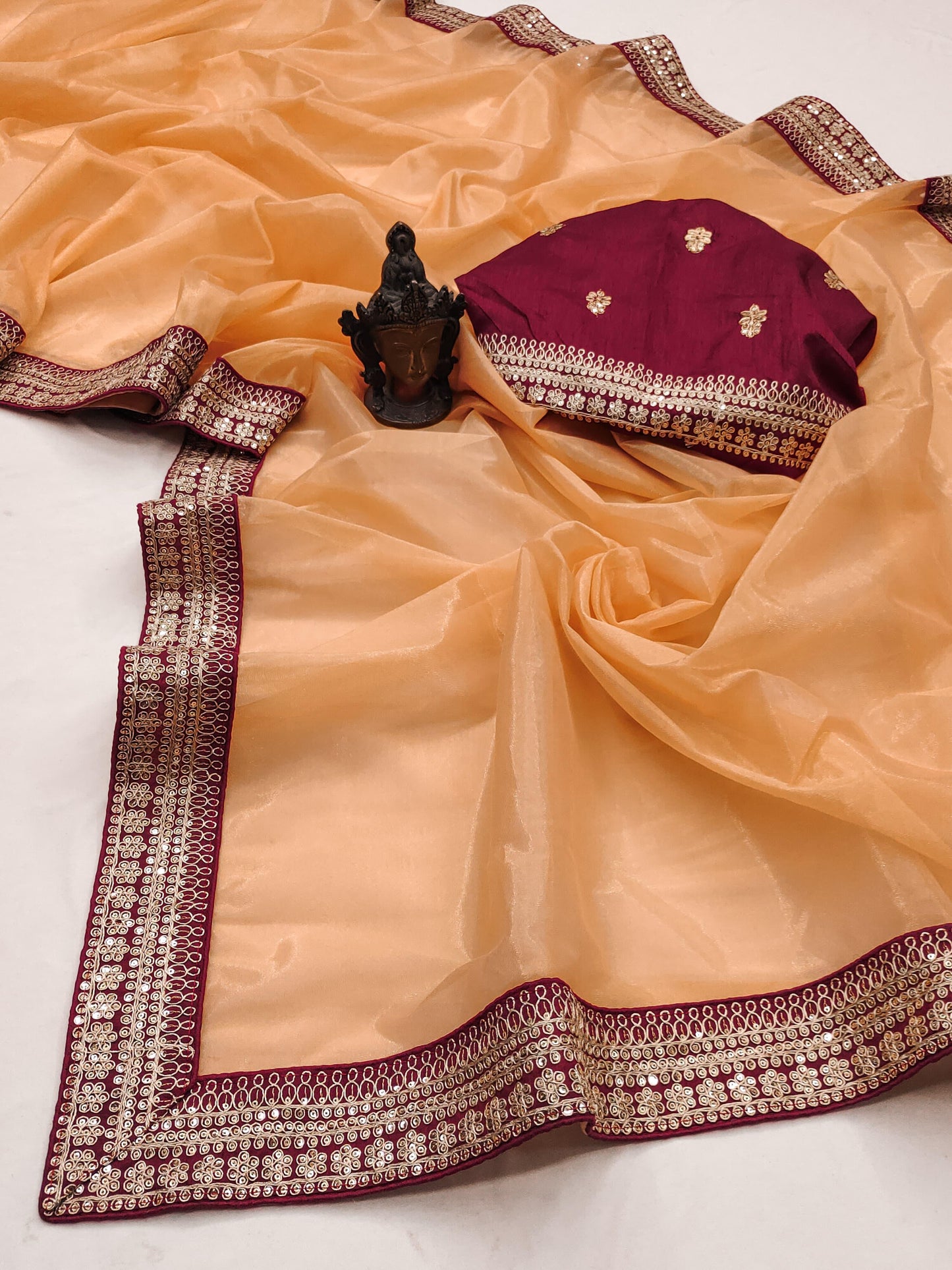 Tissue sarees with lace border