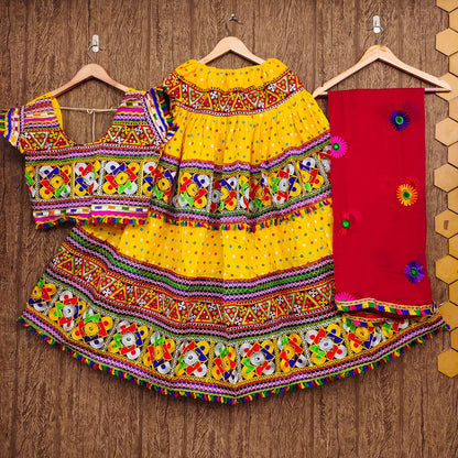 Yellow Rayon Navaratri Lehenga Choli