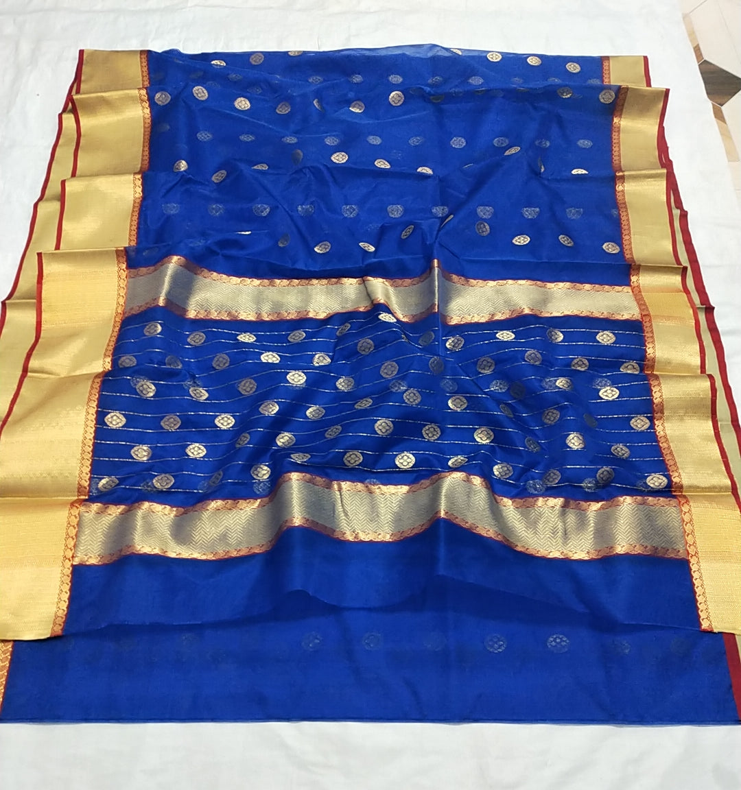 Dark blue pure chanderi katan silk sarees