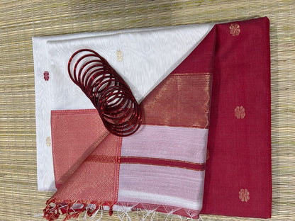 White Maheshwari sarees