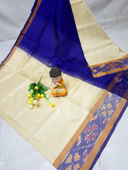 Cream Uppada sarees with small pochampally border