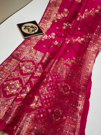 Rani pink handloom Banarasi semi georgette silk sarees