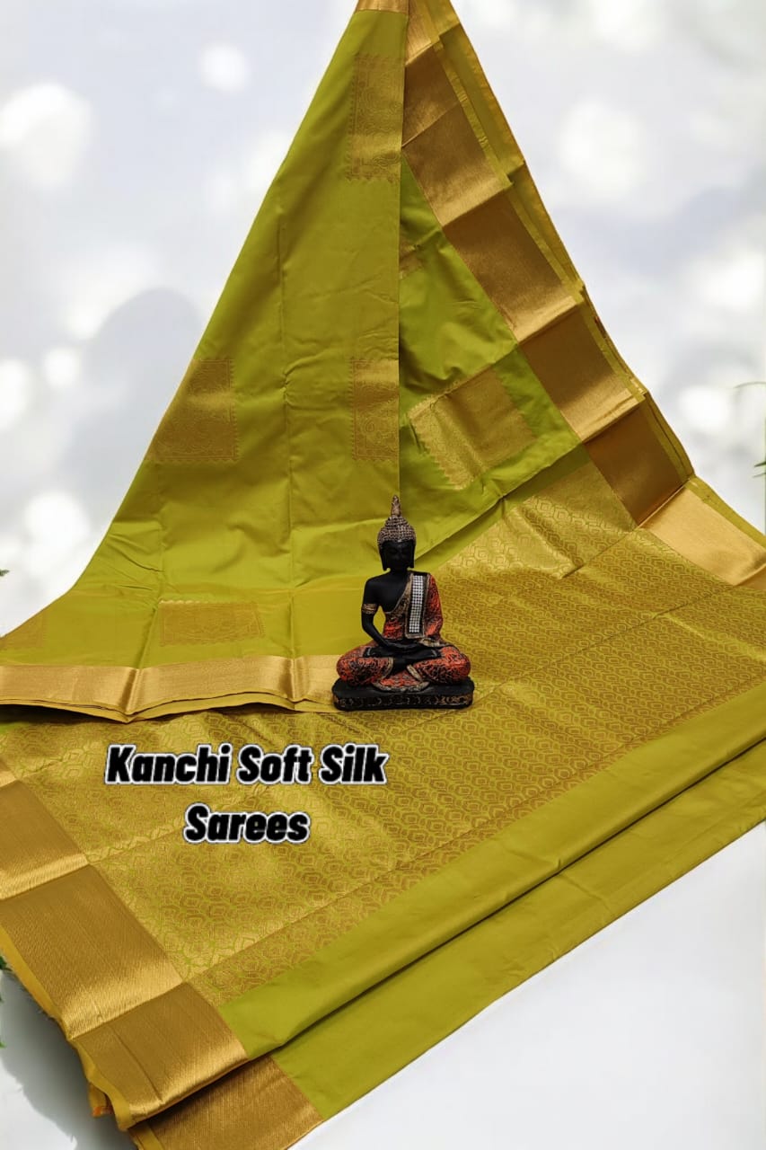 Olive Green kanchi soft silk sarees