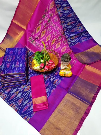 Navy blue and pink uppada pochampally sarees