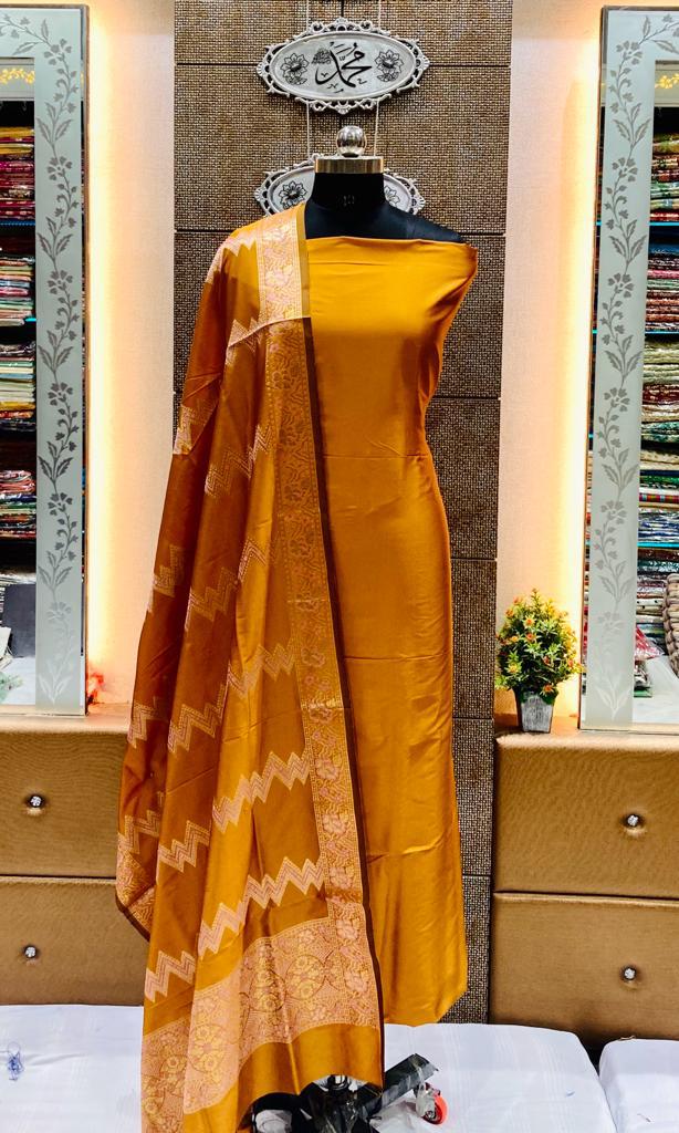 Mustard banarasi silk suits