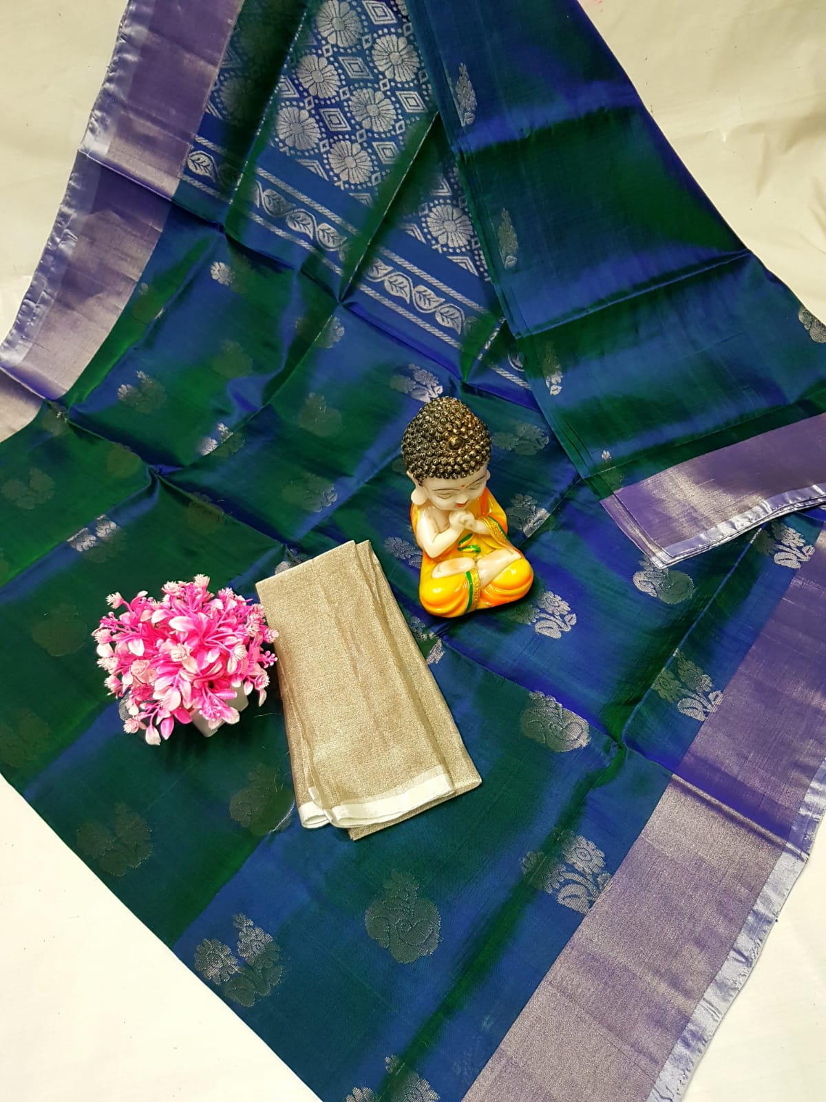 Dual shade blue  Uppada silk sarees