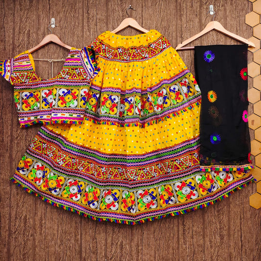 Yellow Rayon Navaratri Lehenga Choli