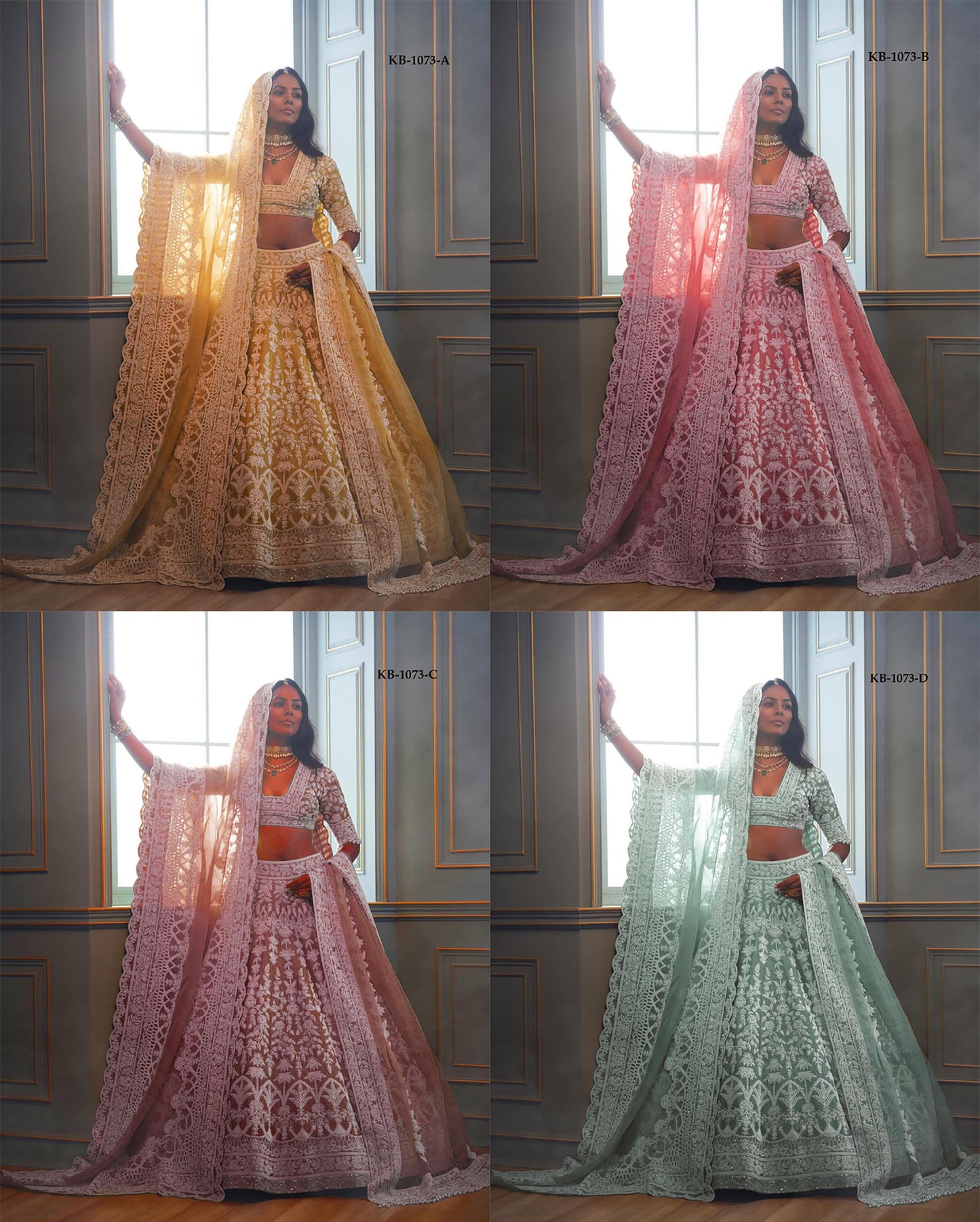 Heavy net embroidery bridal lehenga