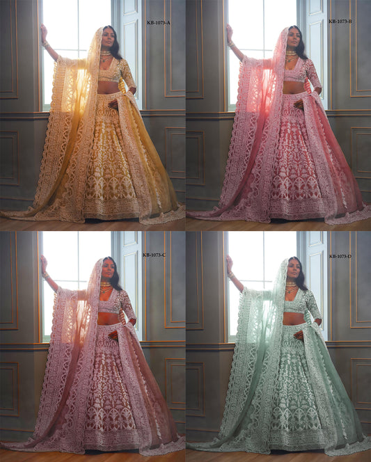 Heavy net embroidery bridal lehenga