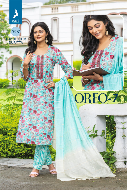 Sky blue Heavy Rayon 3pc suits