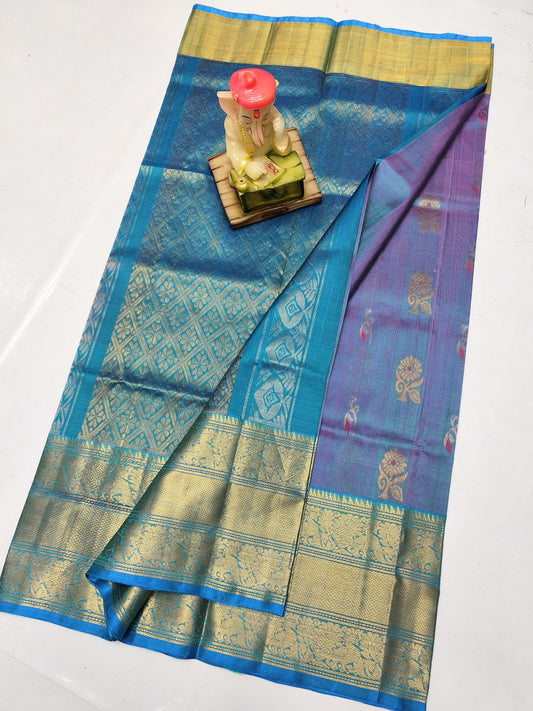 Lilac uppada silk sarees with kanchi border