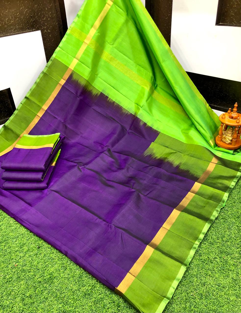 Dark violet uppada pattu plain sarees