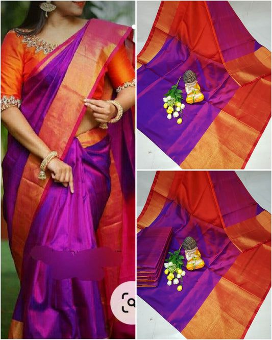 Dark purple Uppada big border sarees