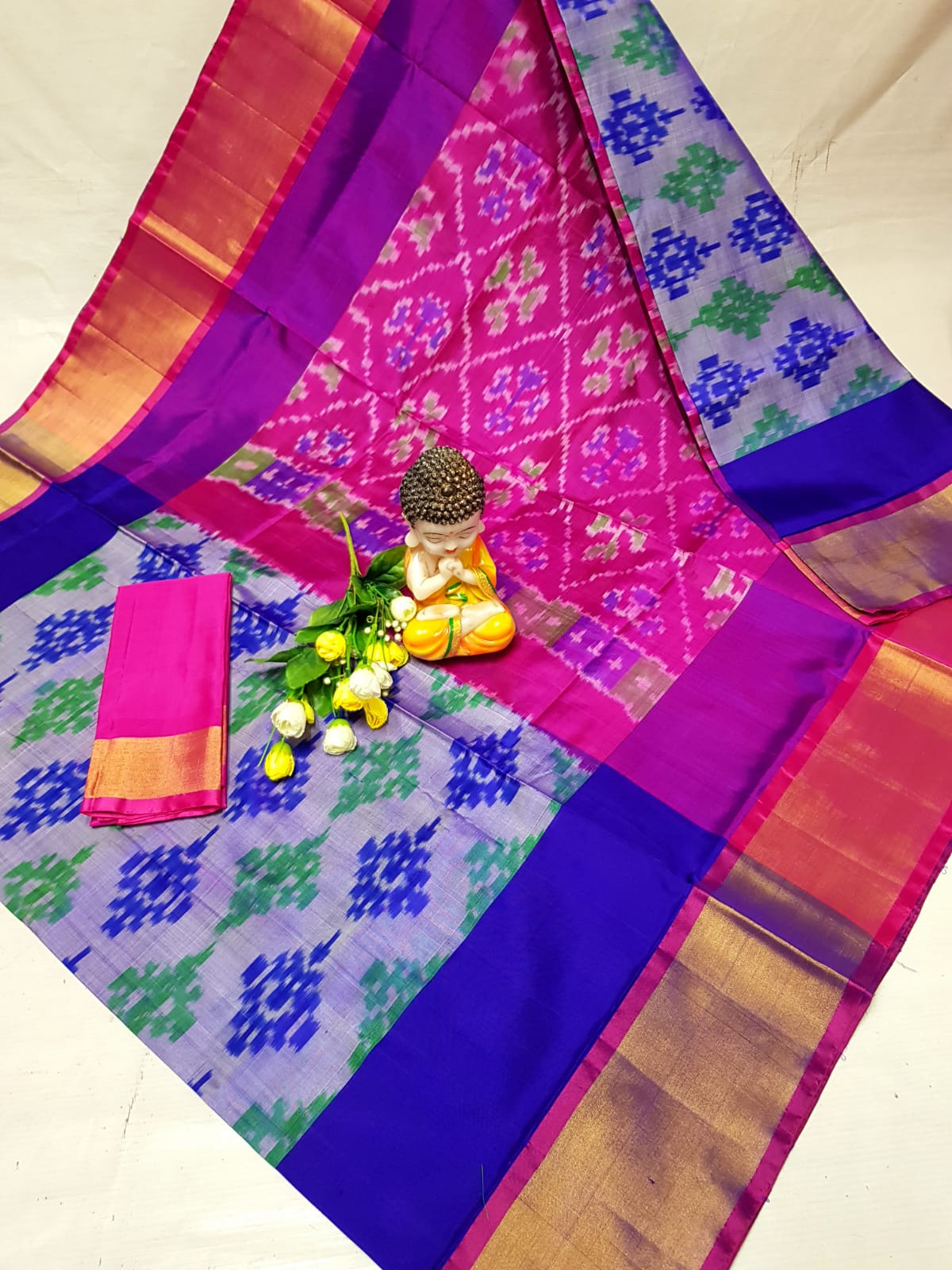 Pastel blue uppada pochampally sarees