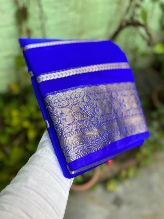 Royal blue Banarasi kora organza silk sarees