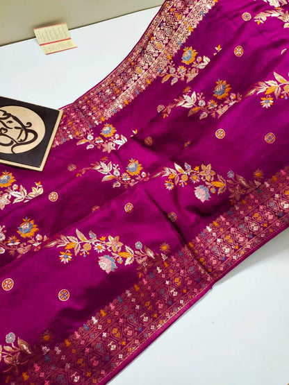 Wine handloom Banarasi semi georgette silk sarees