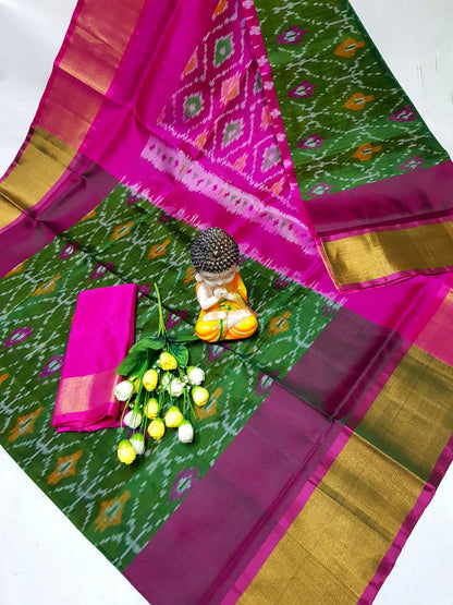 Dark green uppada pochampally sarees