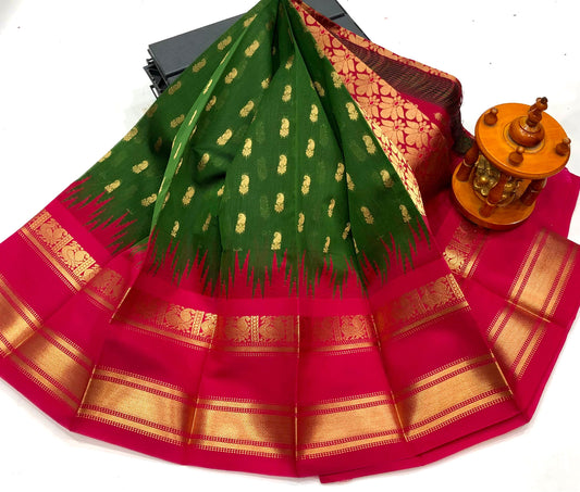 Dark green Chanderi Kuppadam sarees