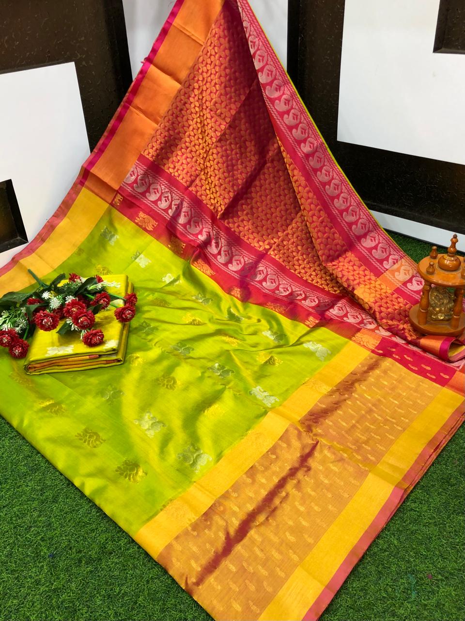 Uppada silk sarees with jamdani butta