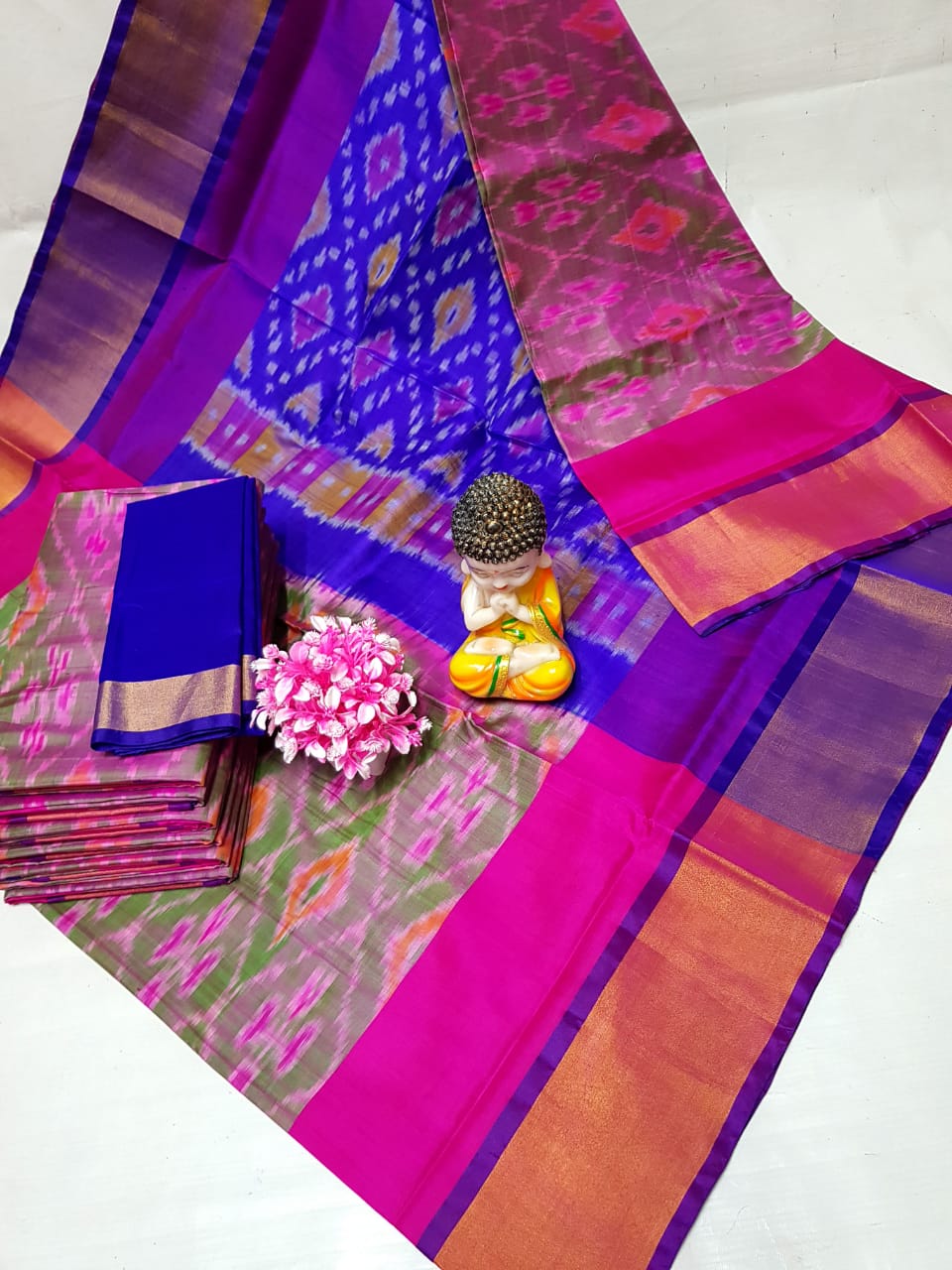 Green and dark blue uppada pochampally sarees