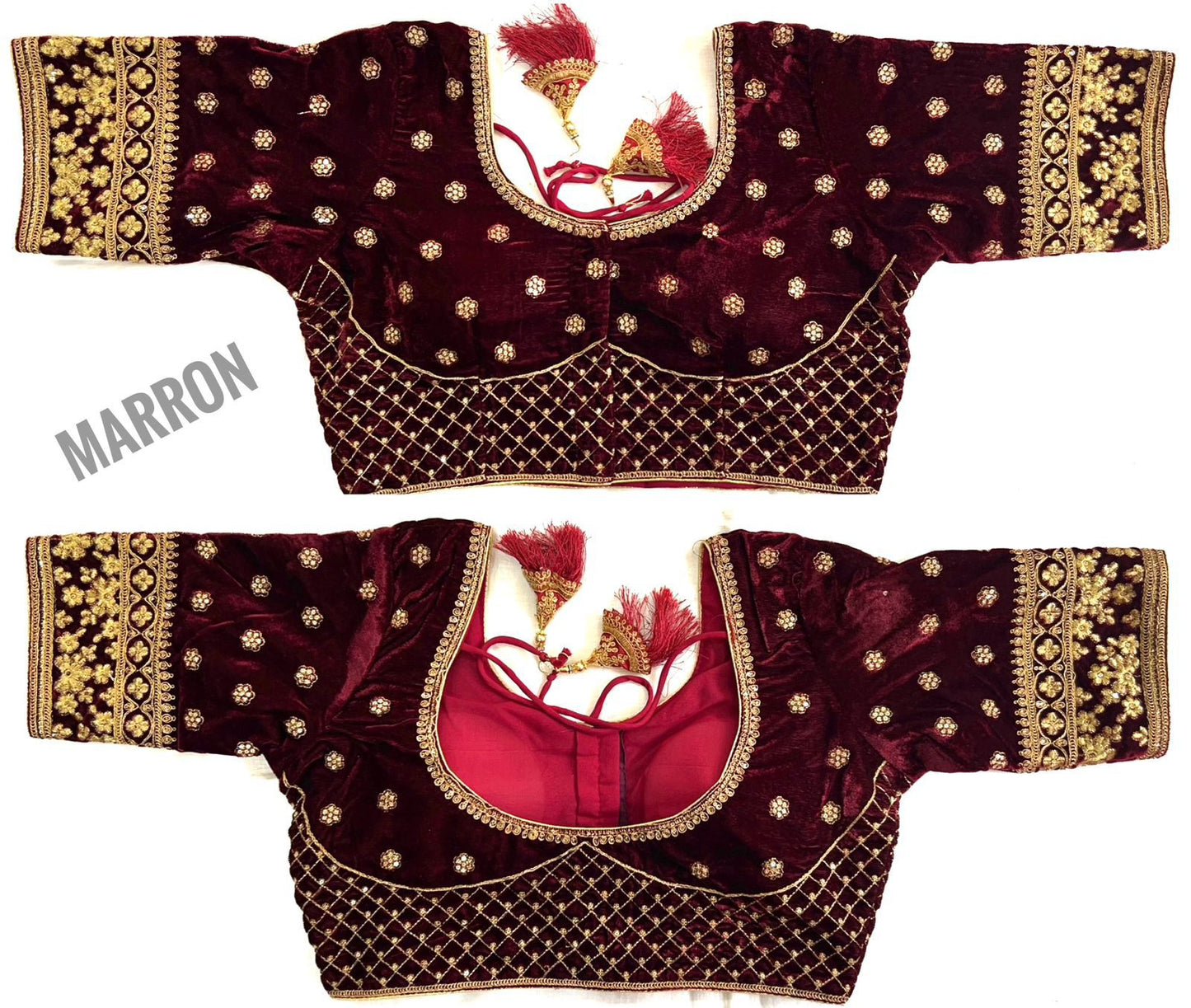 Maroon readymade velvet blouse