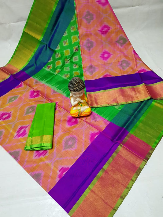 Peach uppada pochampally sarees