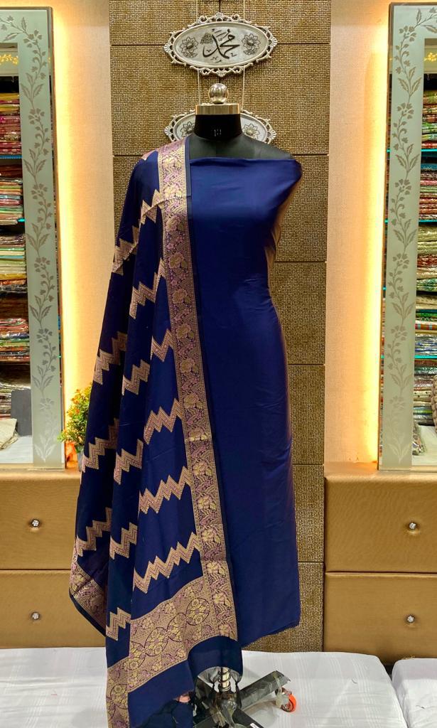 Navy blue banarasi silk suits