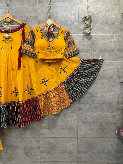 Yellow pure Khadi cotton chaniya choli