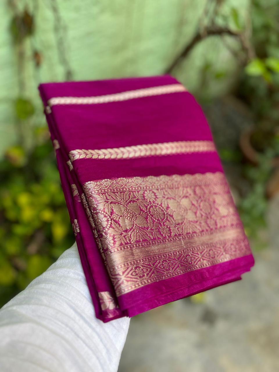 Burgundy semi Banarasi kora organza silk sarees