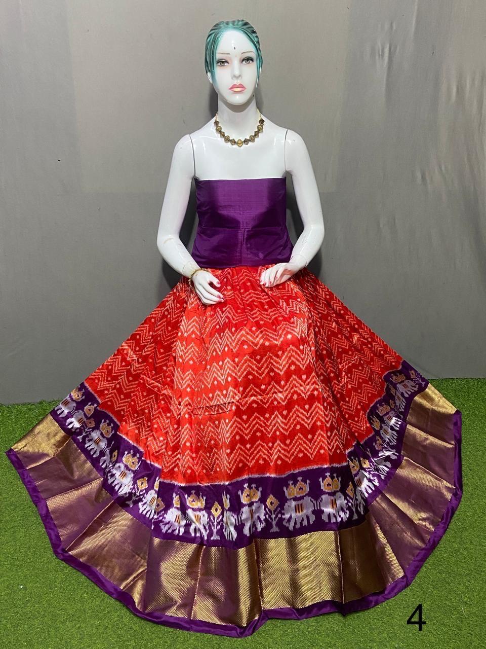 Pure pochampally ikkat silk lehenga