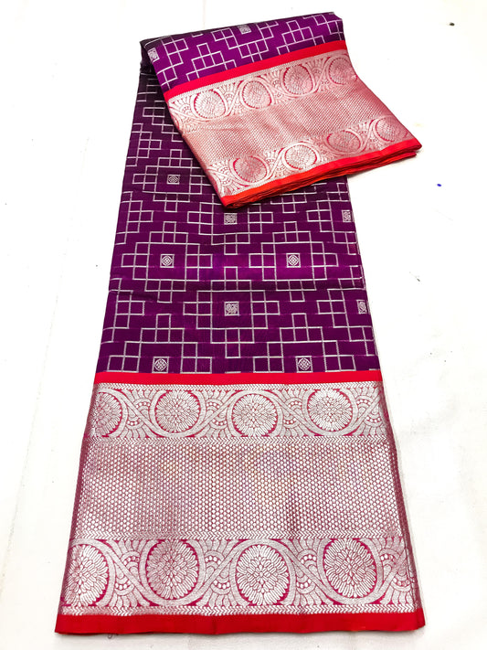 Dark purple Pure Venkatagiri silk sarees