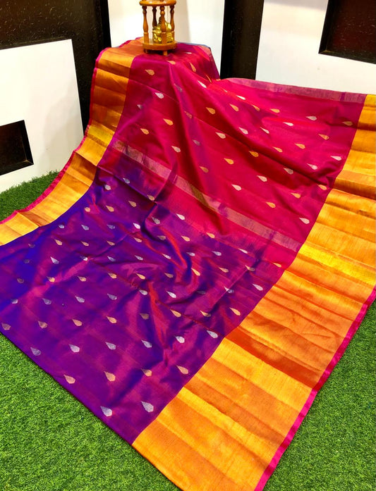 Dark violet Uppada small Jamdani butta Sarees